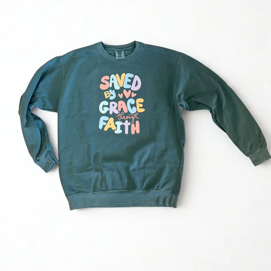 Saved by Grace Comfort Colors Sweatshirt Ktee&Co
